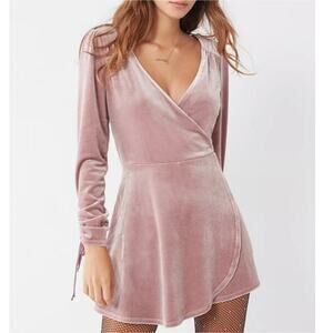 Urban Outfitters Goldmine Velvet Pink Romper Soft Girl Coquette Whimsygoth S